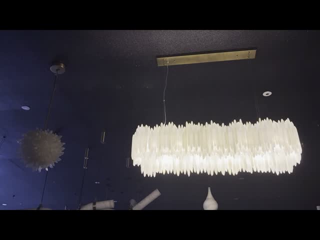 100V - 277V 現代線形結晶チェンデリア 白色セレナイト結晶チェンデリア