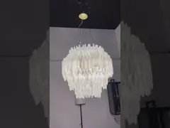 White Crystal Brass Chandelier Dimmable Selenite Chandelier Luxury For Living Room