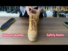 Wheat Cowhide Rubber Sole Glass Fiber Toe Security Guard Work Boots Anti Smashing Kevlar Anti-Proof Work Shoes
