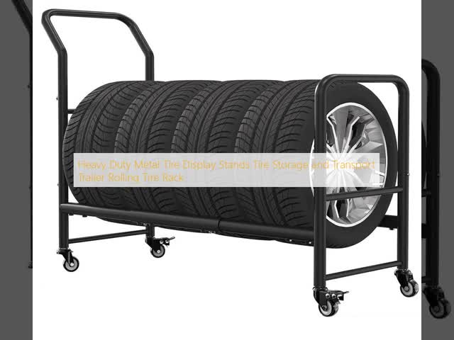 Heavy Duty Iron Display Stand 43.3 Inch  Transport Trailer Rolling  Car Tire Display Stand