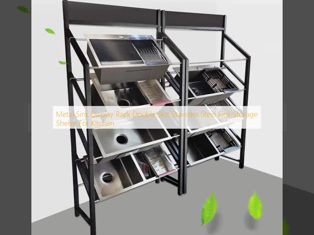 Sink Metal Display Rack Double Slot Stainless Steel Store Shelving Units For Kitchen