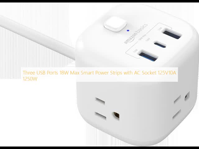 3つのUSBポート 18W マックス スマート パワー ストライプ ACソケット 125V10A 1250W