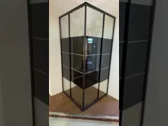 5/6mm Black Block Glass Square Shower Enclosures with Alum Black Frame
