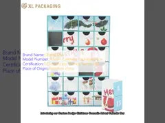 Conception personnalisée Noël Cosmétique Calendrier de l'Avent Boîte de 24 jours Calendrier Papeterie Emballage Chocolat Des biscuits Bonbons Boîte cadeau