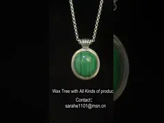 925 Sterling Silver Malachite Pendant 13x15mm Berbentuk Oval Untuk Wanita
