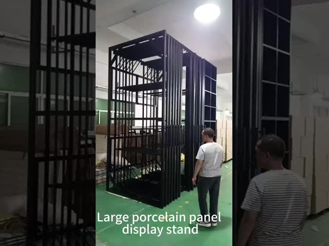 Metal Porcelain Panel Tile Showroom Display Stands Rolling Out 3200 X 1500mm Slab