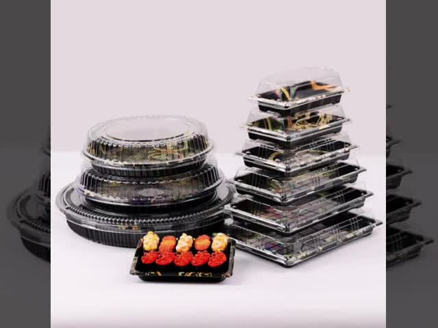 製造者 卸売 黒の寿司 包装箱 掃除形寿司箱 プラスチック食品品格の包装箱