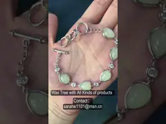 Healing Stones 925 Sterling Silver Gelang 8x12mm Pear White Jade Gelang