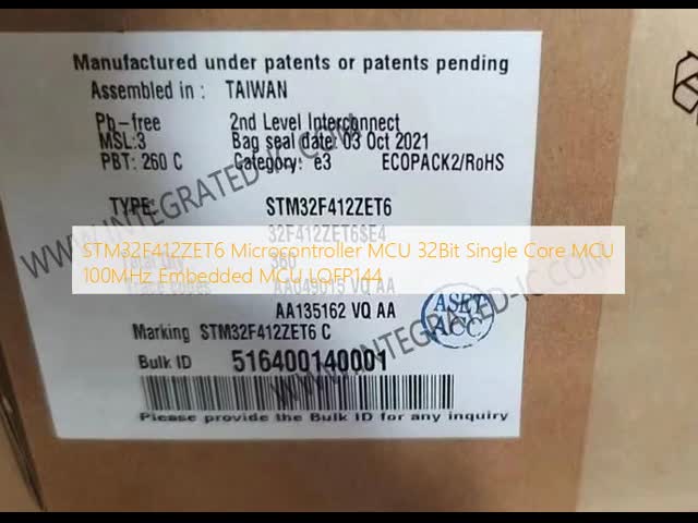 STM32F412ZET6 Microcontrolador MCU 32 bits MCU de núcleo único 100 MHz MCU incorporado LQFP144