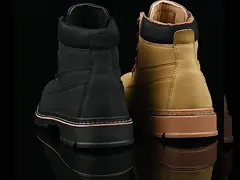 Wheat Microfiber Leather Men'S Security Work Boots Steel Toe Kevlar Mid Sole Anti Stab Rubber