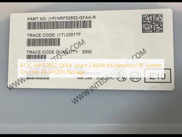 BT IC NRF52832-QFAA スマート 2.4GHzマルチプロトコルRFシステム チップ 48-VFQFN パッケージ