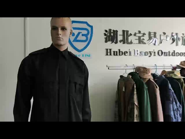 Black Security Uniform Set Long Sleeve And Straight Leg Trousers 45 Wool 55 Polyester