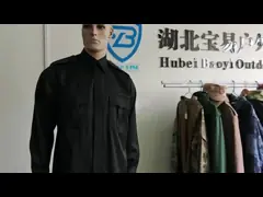 Black Security Uniform Set Long Sleeve And Straight Leg Trousers 45 Wool 55 Polyester