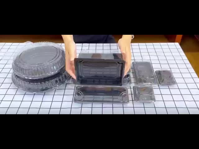 カスタマイズされたロゴ 丸い果物皿 食品 丸いプラスチック 使い捨て寿司包装 サシミ PET プラスチック 持ち帰り包装容器