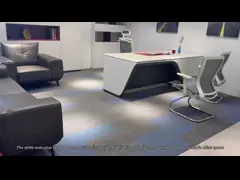 White CEO Boss High Tech Executive L Shaped MFC Manager Desk For Office