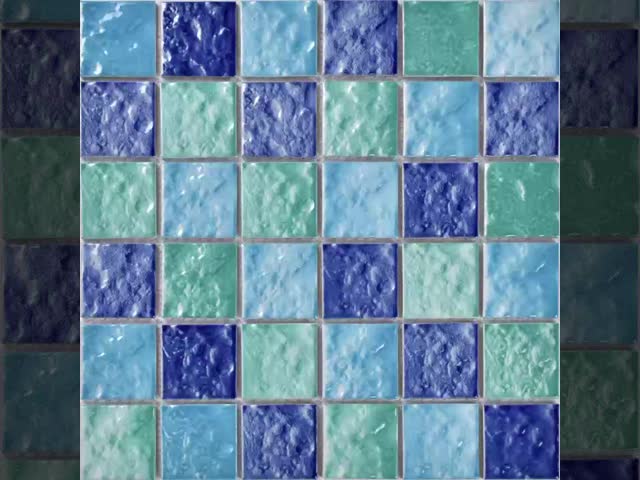 Blue And Green Color Ceramic Mosaic 48X48CM For Swimming Pool