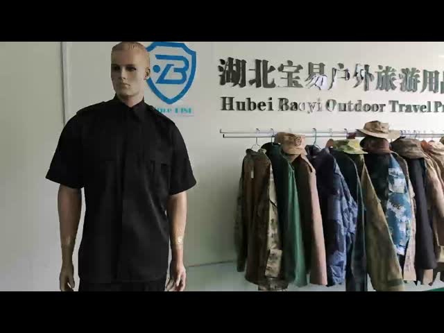 Black Security Uniform Set With Short Sleeve And Straight Leg Trousers Tactical Uniform On Duty Workwear