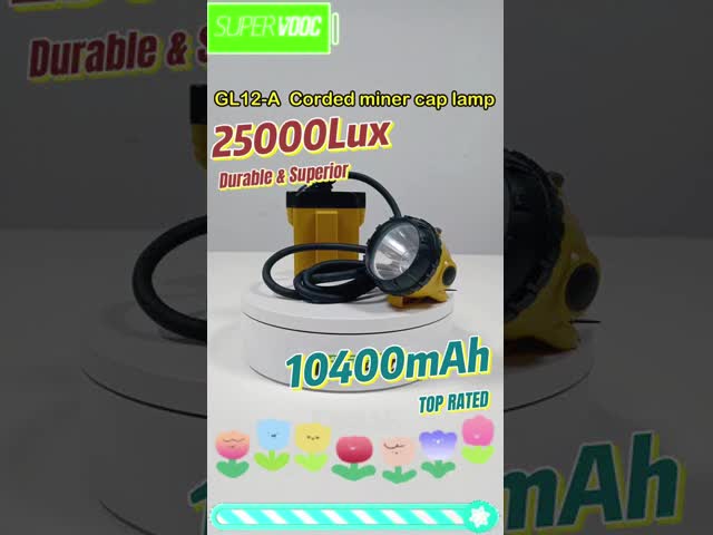 10.4Ah 充電可能なコード付きキャップランプ 石炭鉱山灯 25000ルックス 18時間 低電力警告付き