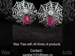 Anting Stud Ruby 925 Sterling Silver Dengan Kristal Swarovski 4.85g Spider Web