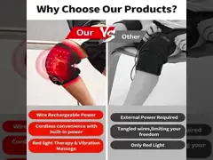 Wireless Rechargeable Controller Red Light Therapy Vibration Massage Knee Brace for Joint/Elbow/Shoulder Pain Relief