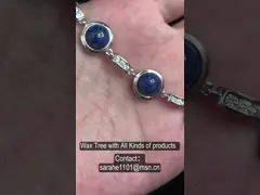 Batu Kelahiran 925 Sterling Silver Gelang Bulat Lapis Lazuli Gelang