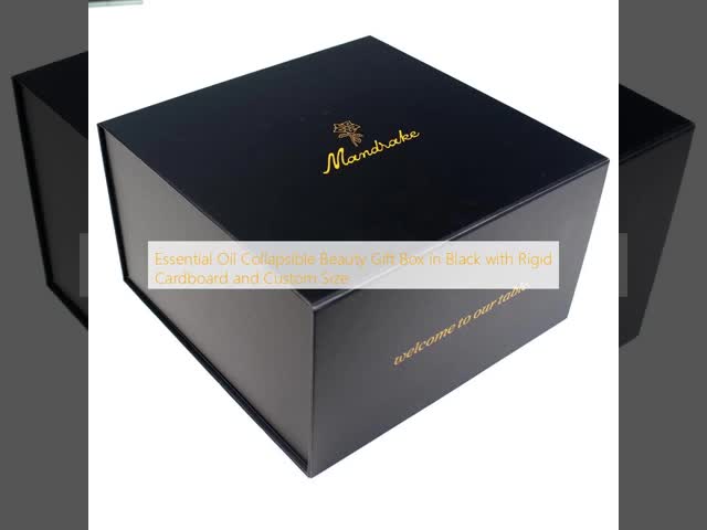 Caixa de presente de beleza dobrável de óleo essencial em preto com cartão rígido e tamanho personalizado