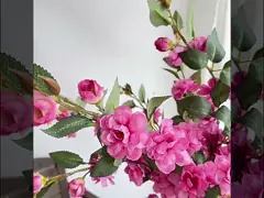 Camellia artificial flowers, multi-headed camellia flower arrangements, long branches, artificial flowers, home decoration