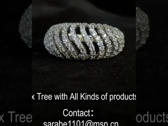 6.04g 925 Silver CZ Rings Rhodium Plated Sterling Silver Interlocking Ring