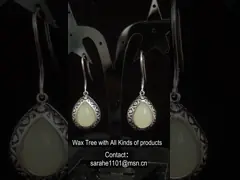 Ukiran 925 Sterling Silver Gemstone Earrings 5.63g Pear Shaped White Jade