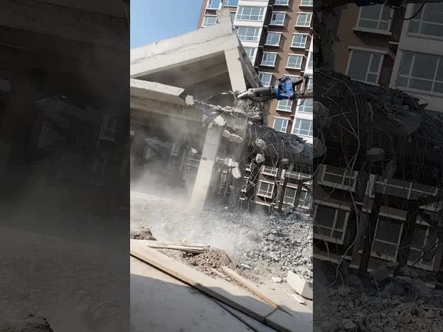 10〜15トン油圧ショベル用コンクリート鉄筋切断解体用油圧ハサミ ビデオ