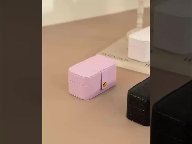 PU素材で移動しやすいパールレスセントマウブピンクジュエリーオーガナイザーボックス