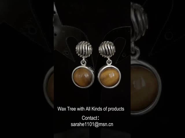 円形の定形虎眼石の石のスタッドのイヤリング ロジウムはギフトのための925銀をめっきした