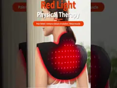 Cordless Red Light Therapy Pad for Shoulder Pain Relief, Vibration Massage Wearable Near Infrared Light Wrap for Body, 660nm & 850nm Flexible Light Cape for Upper Back Muscle Relax