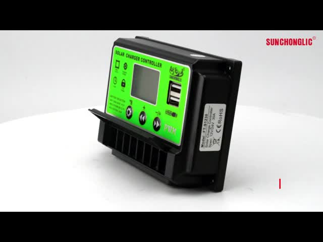 12V 24V 30Amp 太陽電池充電コントローラ LCDディスプレイ 3P 5V 2A USBポータブル