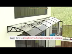 Polycarbonate Sheet Waterproof Window Canopy 1000mm Width Black Color Bracket