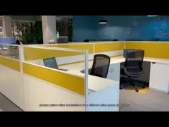 Γυάλινο πάνελ γραφείου τεσσάρων ατόμων ISO Modular Μαύρο Ξύλινο