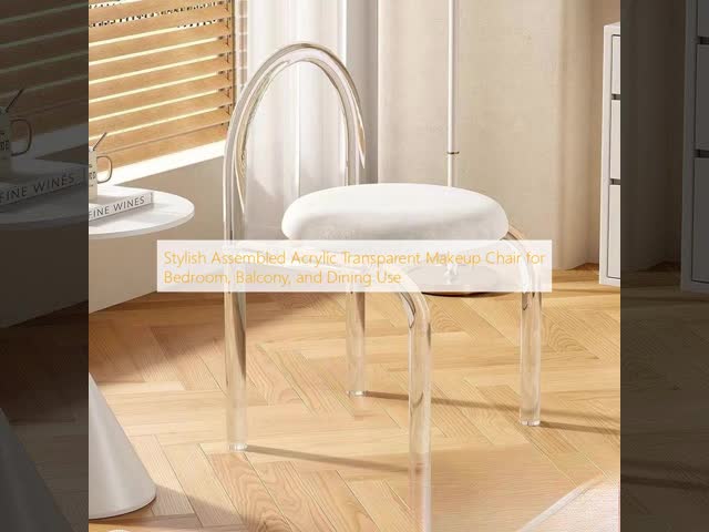 Cadeira de maquiagem acrílica transparente montada de forma elegante para uso em quarto, varanda e refeitório