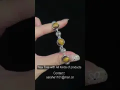 925 Sterling Silver Gemstone Bracelet Rhodium Plated Tiger Eye Stone Bracelet
