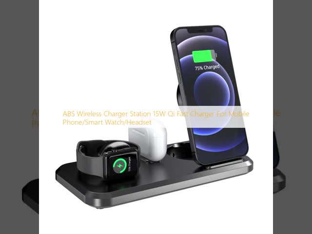 ABS 無線充電ステーション 15W Qi 携帯電話/スマートウォッチ/ヘッドセット用 急速充電器