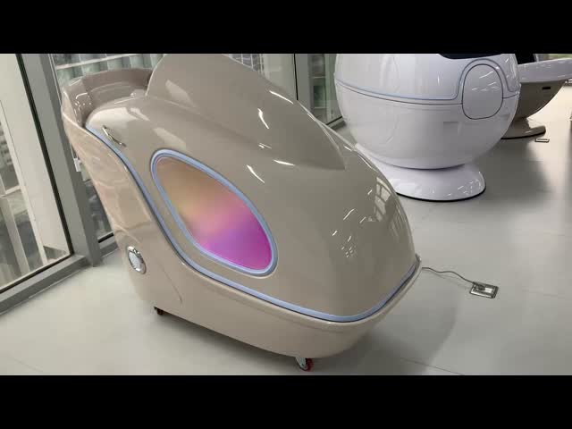 全身用PEMF機能付きセミリクライニングクリーミーホワイト赤色光線赤外線スパカプセル