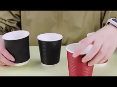 8 oz Kraft Ripple Kağıt Kupalar 92mm PE Kaplı Sıcak Kahve Kağıt Kupaları