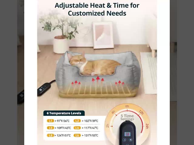 Chew Proof Pressure Activated Pet Smart Beds UL Certified Adjustable Temperature