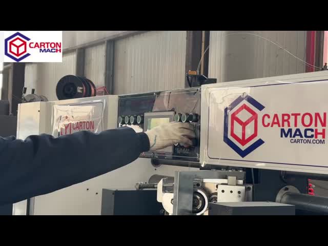 Máquina de costura semiautomática para caixas de papelão ondulado, dobra manual, alimentação, grampeamento