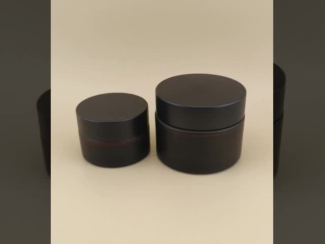 Nice Design Black Glass Cream Jar With Screw Lid For Lotion