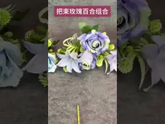 Simulated Flowers European Rose Lily Combination Bouquet Wedding Home Decoration Decoration Cross border Fake Flower Ornament