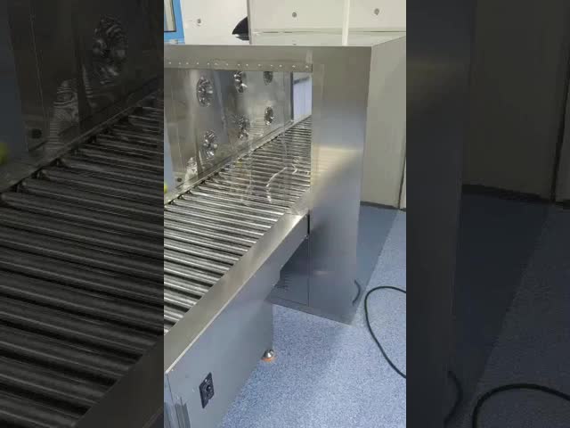 Powered Roller Conveyor Air Shower Pass-Through Box | Cleanroom Transfer System