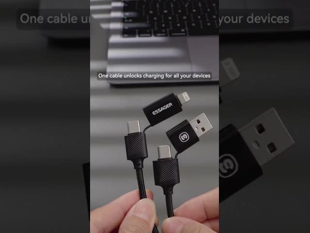 ESSAGER ES-X49 65W USB to Type C Lightning 4 in 1 充電データケーブル (スマートフォン、ノートパソコン用)