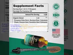 Organic Lymphatic Support Supplement Drops Sugar Free 8 In 1 Herb Blend