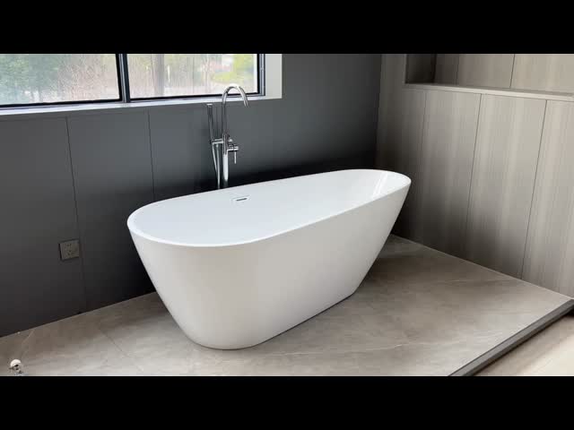 Luxury Boutique Hotel Acrylic Freestanding Whirlpool Bathtub with Integrated Bluetooth Sound System