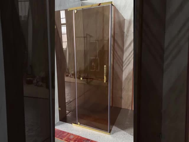 染めガラス と 金属 アルミ の 枠 の 優雅 な シャワー 室